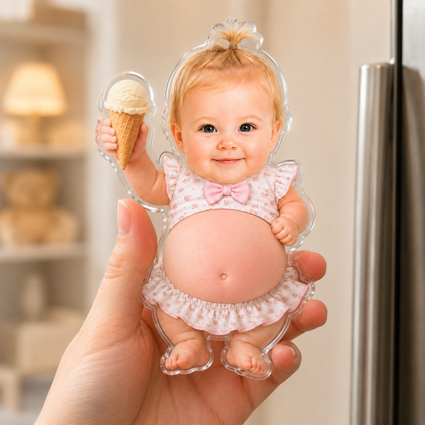 Custom 3D Baby Face Squishy Belly Fridge Magnet, Personalized Baby Keepsake Gift for Mom & Dad