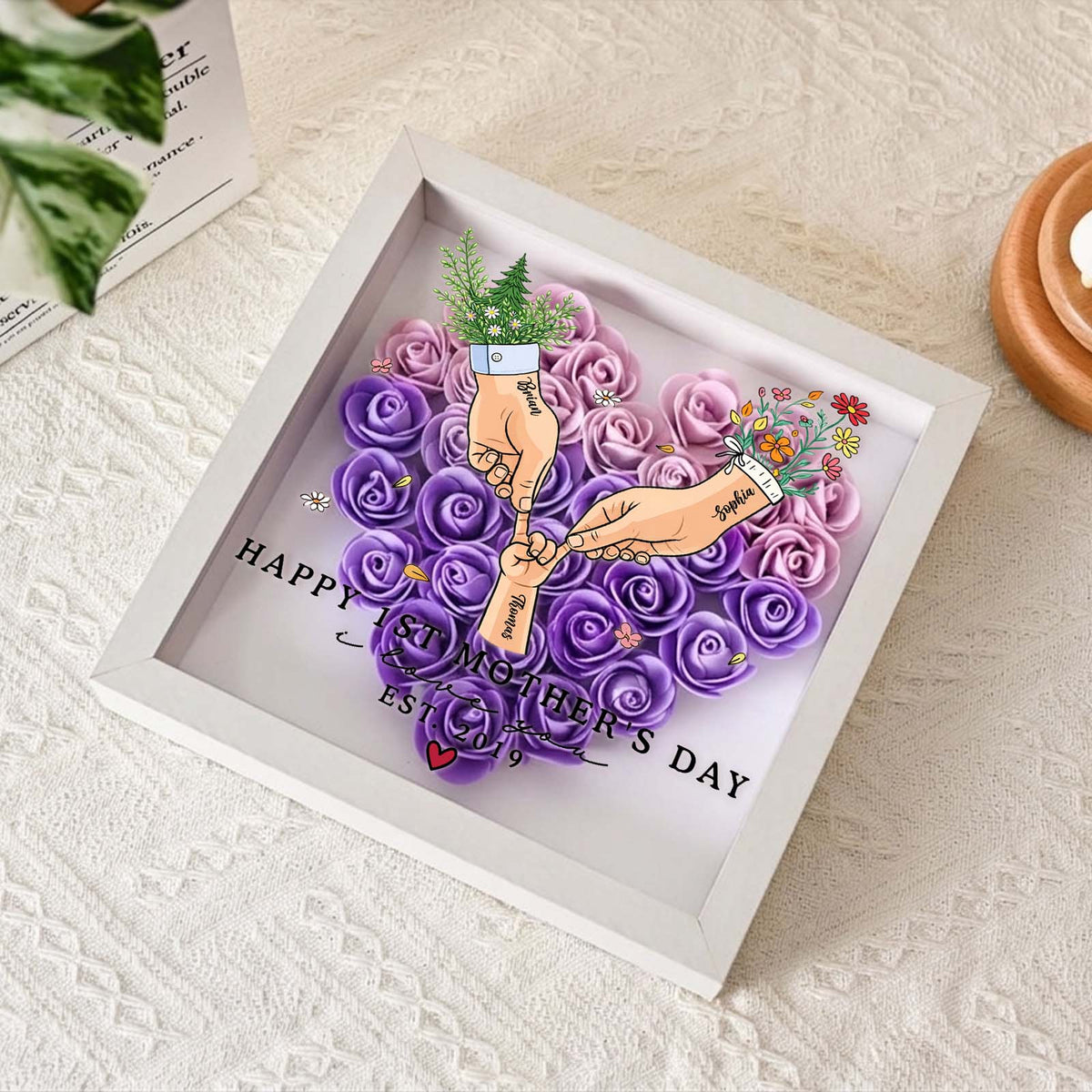 Personalized Mother’s Day Floral Shadow Box – Custom Gift for Mom