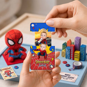 Personalized Spider-Baby Hidden Photo Keychain – Custom Baby Superhero Keepsake Gift