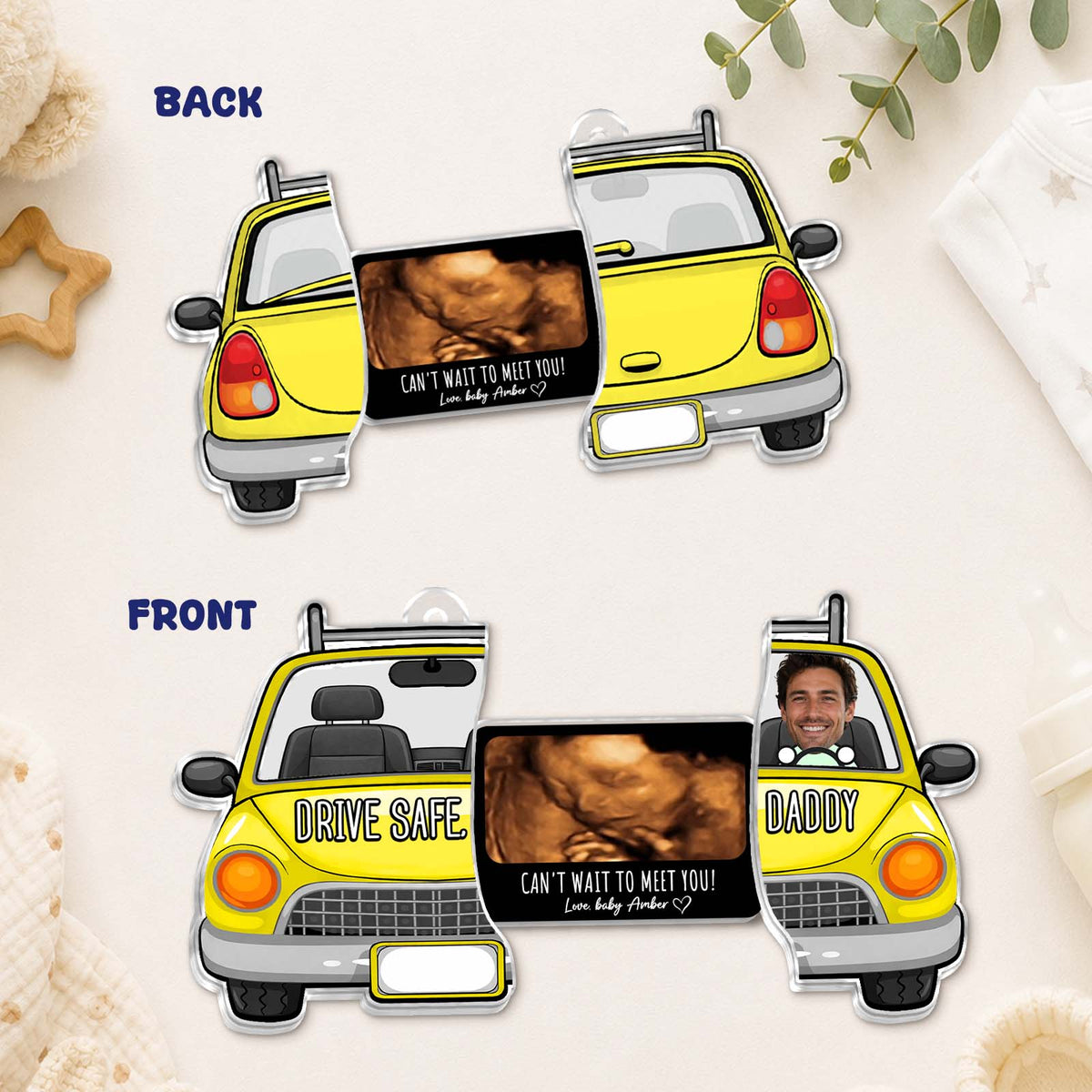 Personalized Drive Safe Daddy Ultrasound Photo Keychain-Custom Photo Car Keychain, Drive Safe Gift for Dad