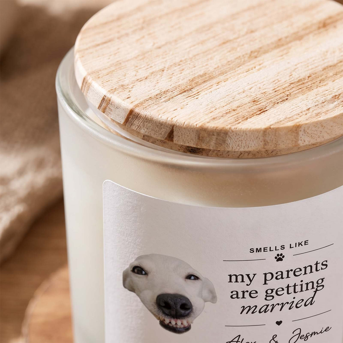 Smells Like My Parents Are Getting Married Candle - Custom Pet Photo Reveal Scented Candle for Couples