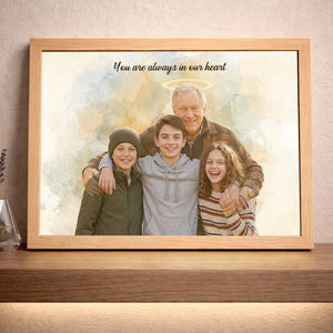 Personalized Wooden Light Up Photo Frame – In Memory of Grandpa, LED Frame
