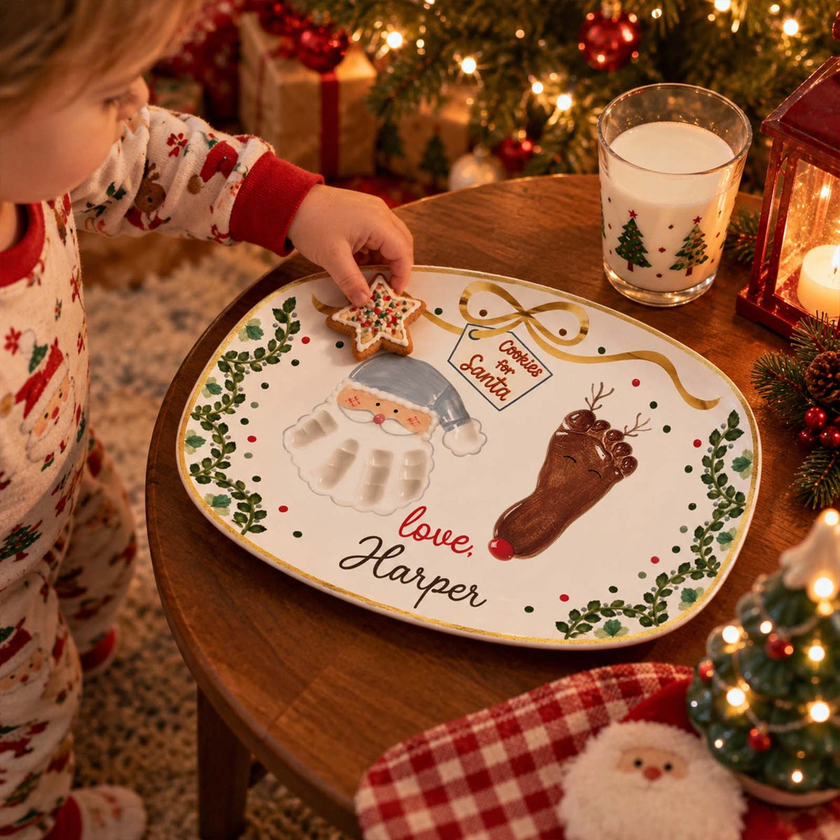 Personalized Christmas Resin Plate, Custom Name Holiday Serving Plate