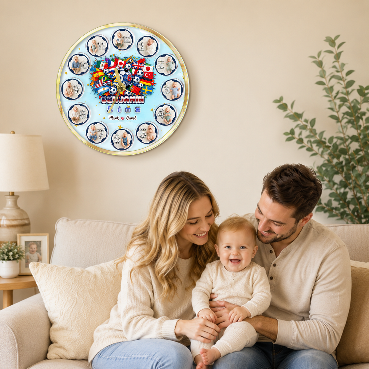 World Cup 2026 Baby Clock – Personalized First Year Milestone Keepsake, Soccer Baby Gift ⚽👶🕒