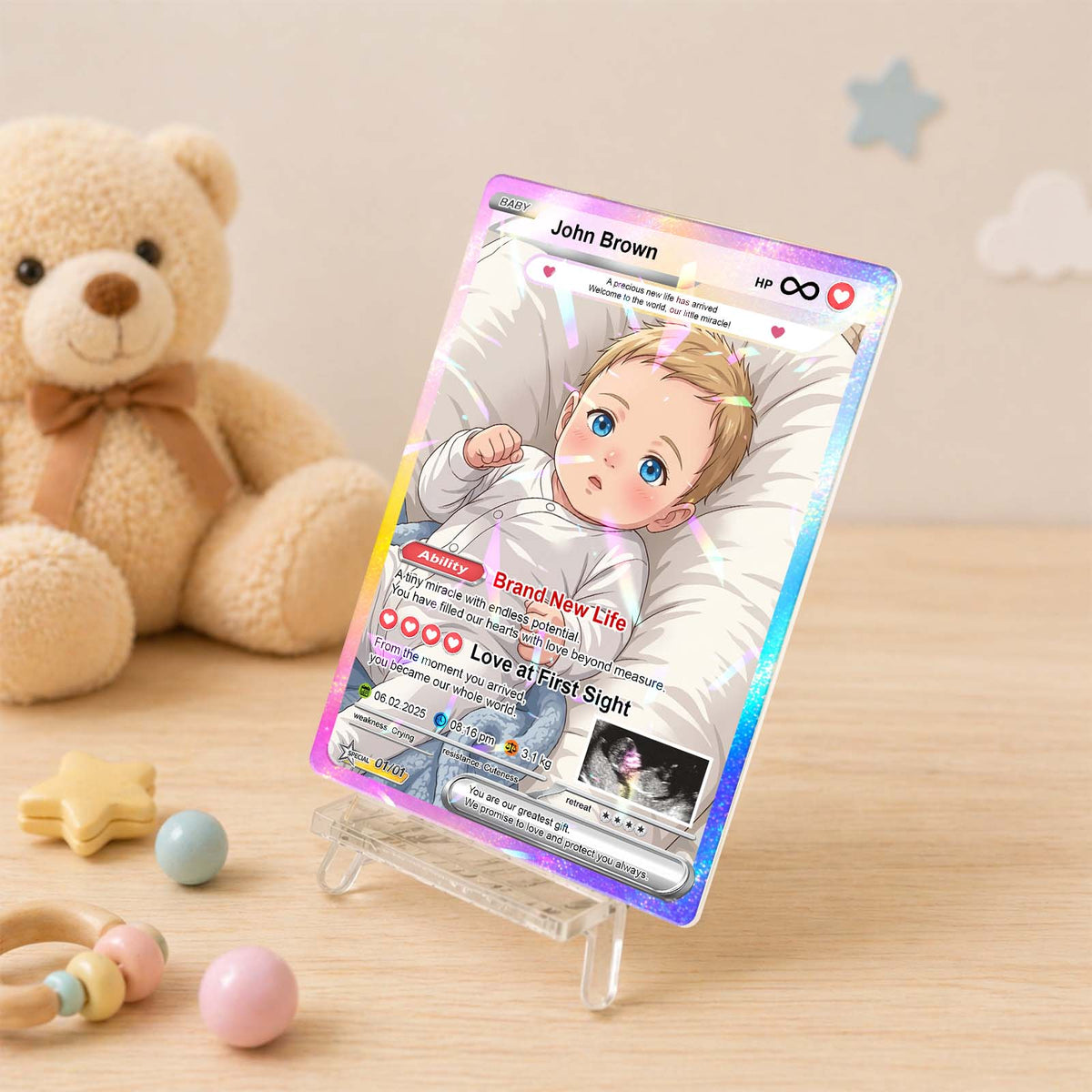 Personalized Baby Acrylic Card – Custom Baby Milestone Card & Keepsake
