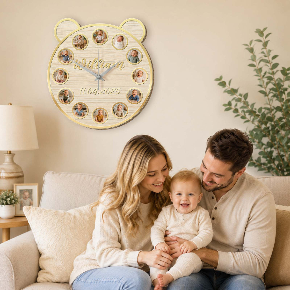 Personalized Baby Milestone Clock - Custom Gift for Parents, First Birthday Celebration & Nursery Wall Decor
