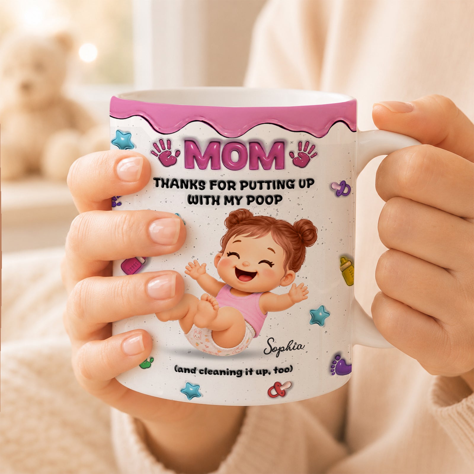 Personalized "Thanks for Putting Up With My Shit" Mug – Funny Baby Gift for Dad, Mom, Custom Mother's Day, Father's Day Coffee Cup