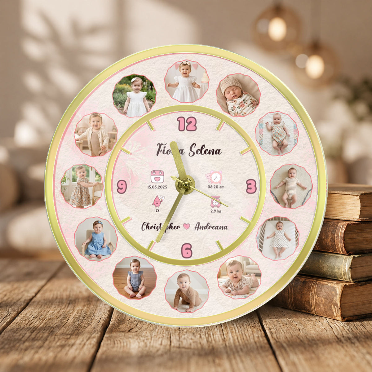 Custom Photo Baby Clock - Photo Wall Clock, Baby Gift for Nursery, Birthday