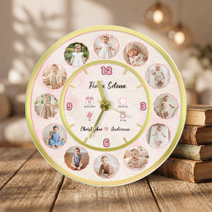 Custom Photo Baby Lock - Photo Wall Clock, Baby Gift for Nursery, Birthday, Baby Shower, or Newborn Keepsake