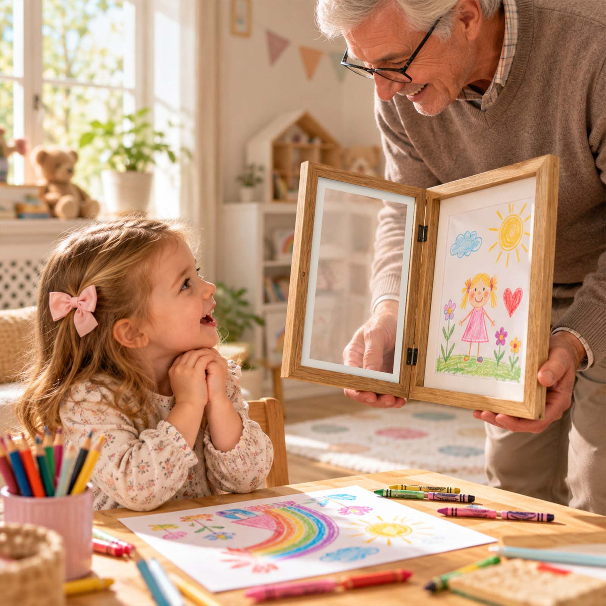 Personalized Kids Art Display Frame – Custom Children’s Artwork Frame, Kids Drawing Keepsake Gift