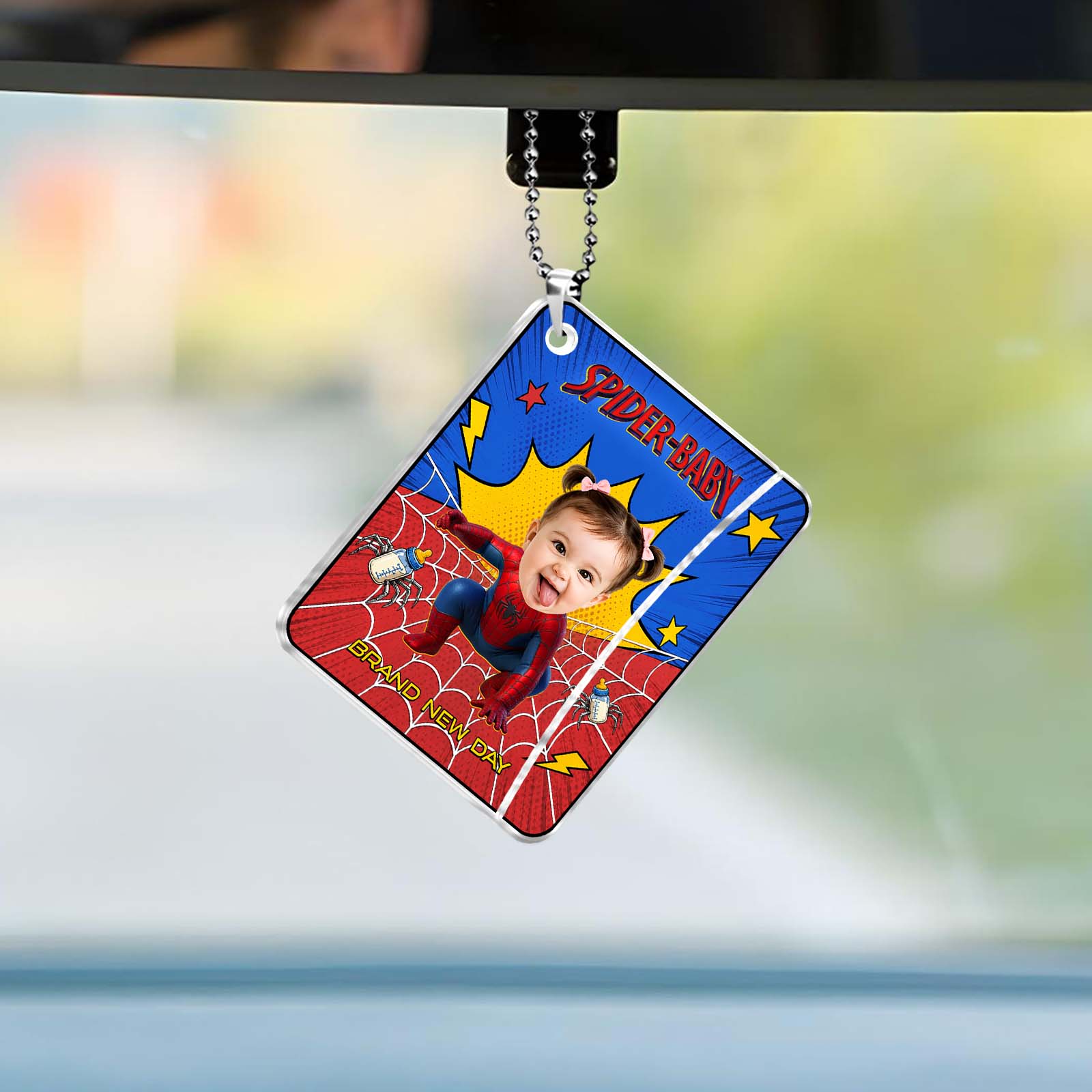 Personalized Spider-Baby Hidden Photo Keychain II – Custom Baby Picture Reveal Gift
