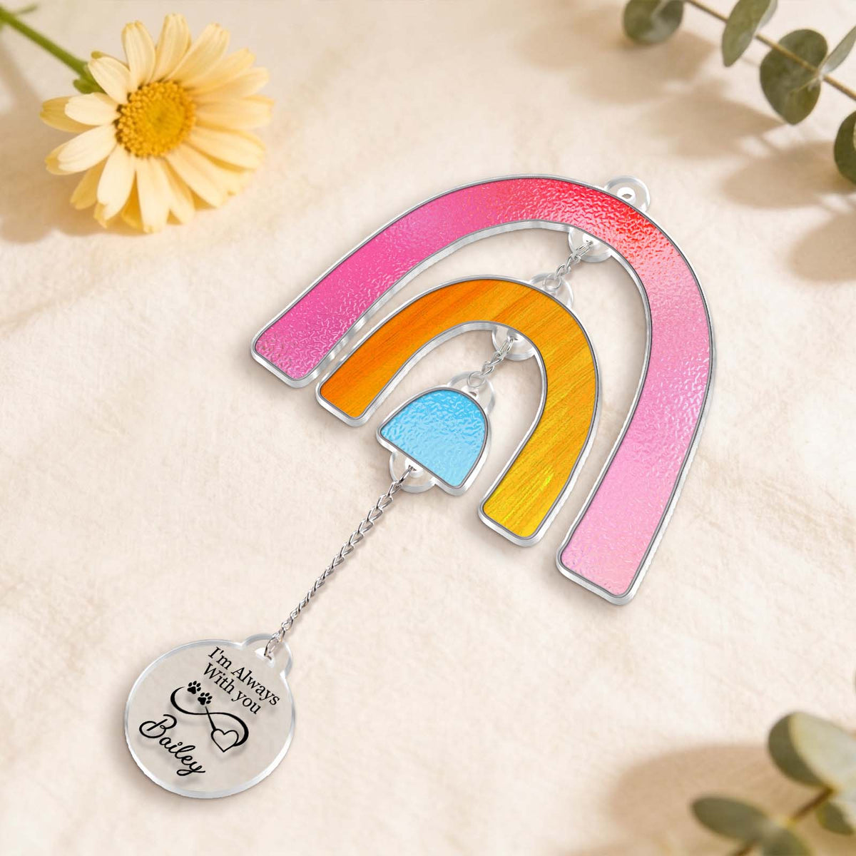 Rainbow Bridge Pet Memorial Suncatcher – Personalized Acrylic Gift for Pet Lovers