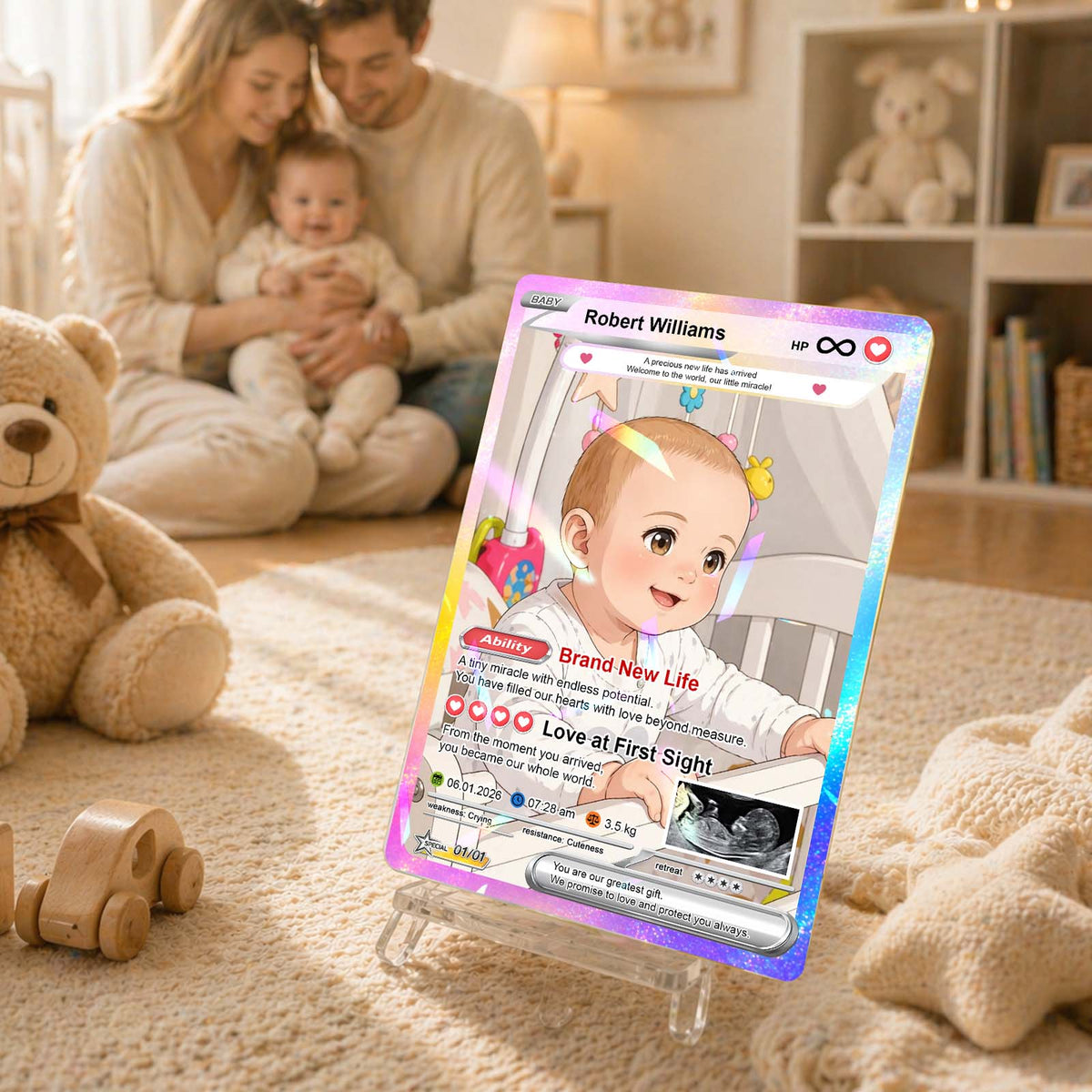 Personalized Baby Acrylic Card – Custom Baby Milestone Card & Keepsake