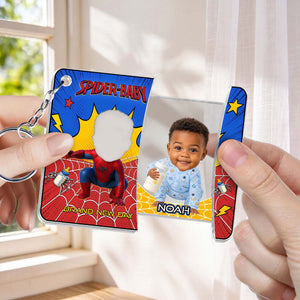 Personalized Spider-Baby Hidden Photo Keychain II – Custom Baby Picture Reveal Gift