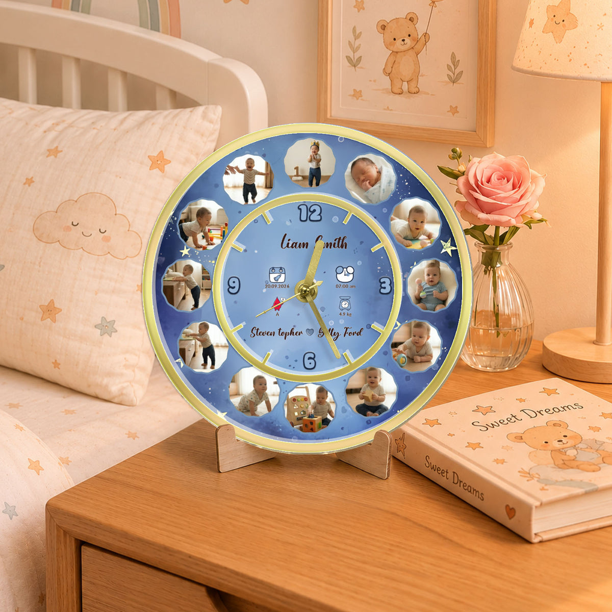 Custom Photo Baby Clock - Photo Wall Clock, Baby Gift for Nursery, Birthday