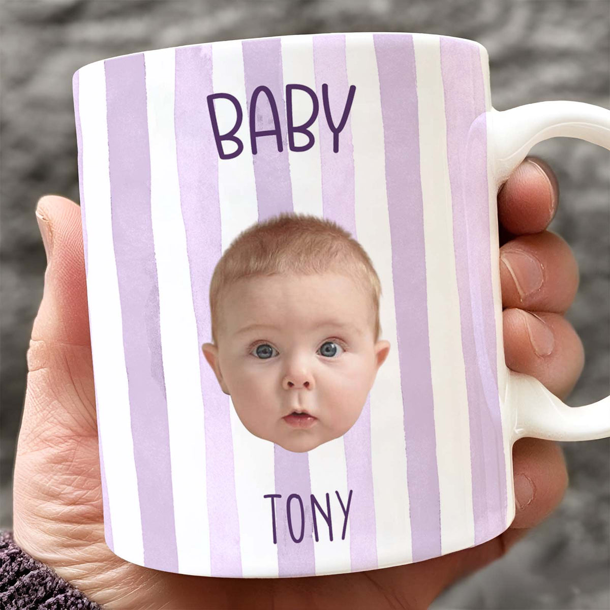 Custom Striped Pet Mug – Personalized Pet & Baby Photo Mug, Family Coffee Mug Gift