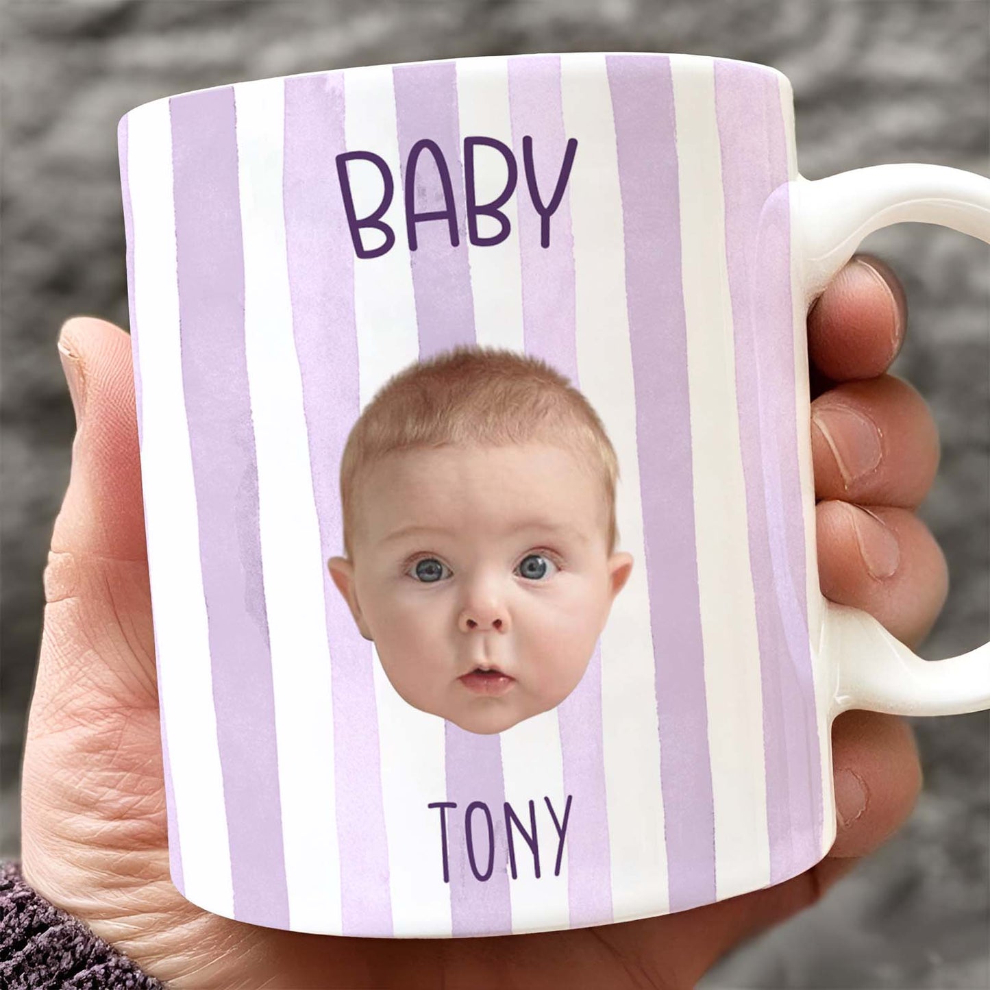 Custom Striped Pet Mug – Personalized Pet & Baby Photo Mug, Family Coffee Mug Gift