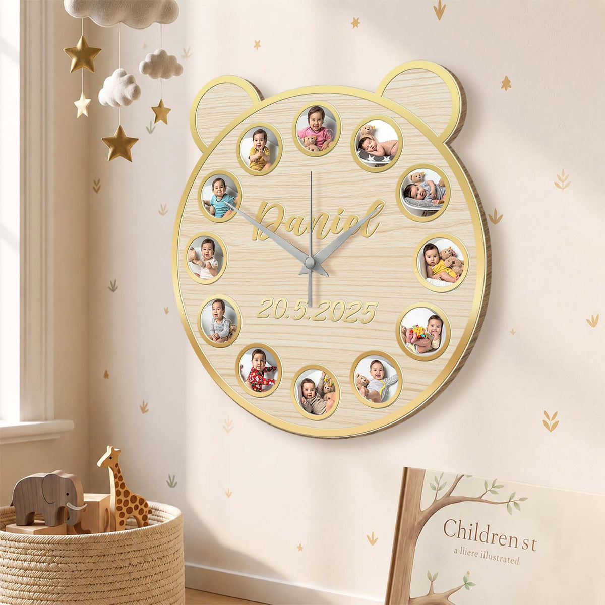 Personalized Baby Milestone Clock - Custom Gift for Parents, First Birthday Celebration & Nursery Wall Decor