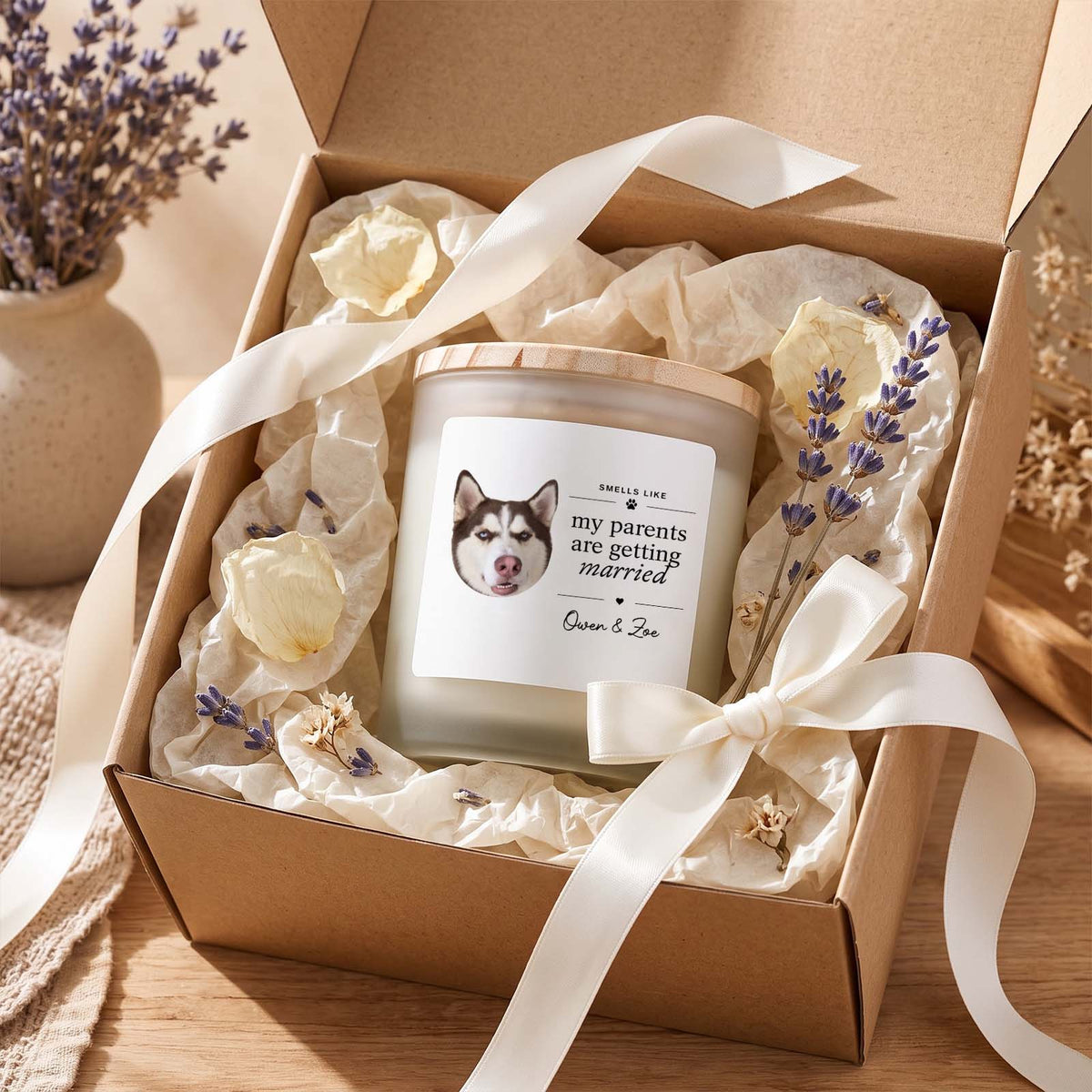 Smells Like My Parents Are Getting Married Candle - Custom Pet Photo Reveal Scented Candle for Couples