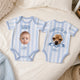 Personalized Striped Pet & Baby Bodysuit – Custom Baby & Pet Portrait, Family Baby Shower Gift