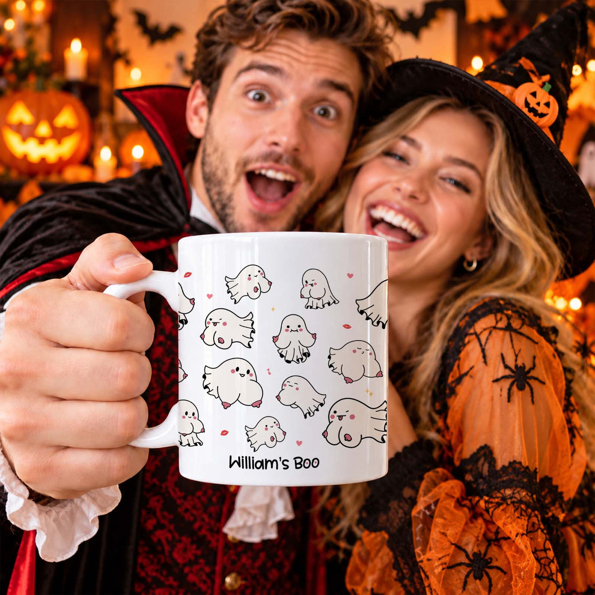 Personalized Ghost Mug – Custom Name Halloween Coffee Cup, Funny Spooky Gift