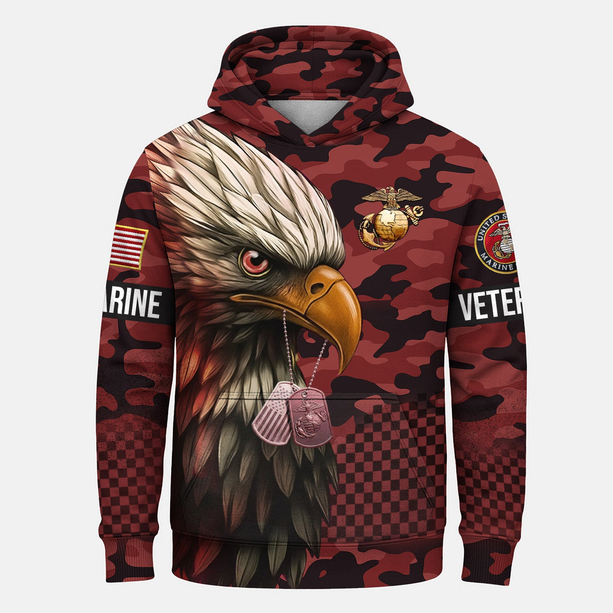 USMC Eagle Veteran Warrior Shirt - Full Print Camouflage
