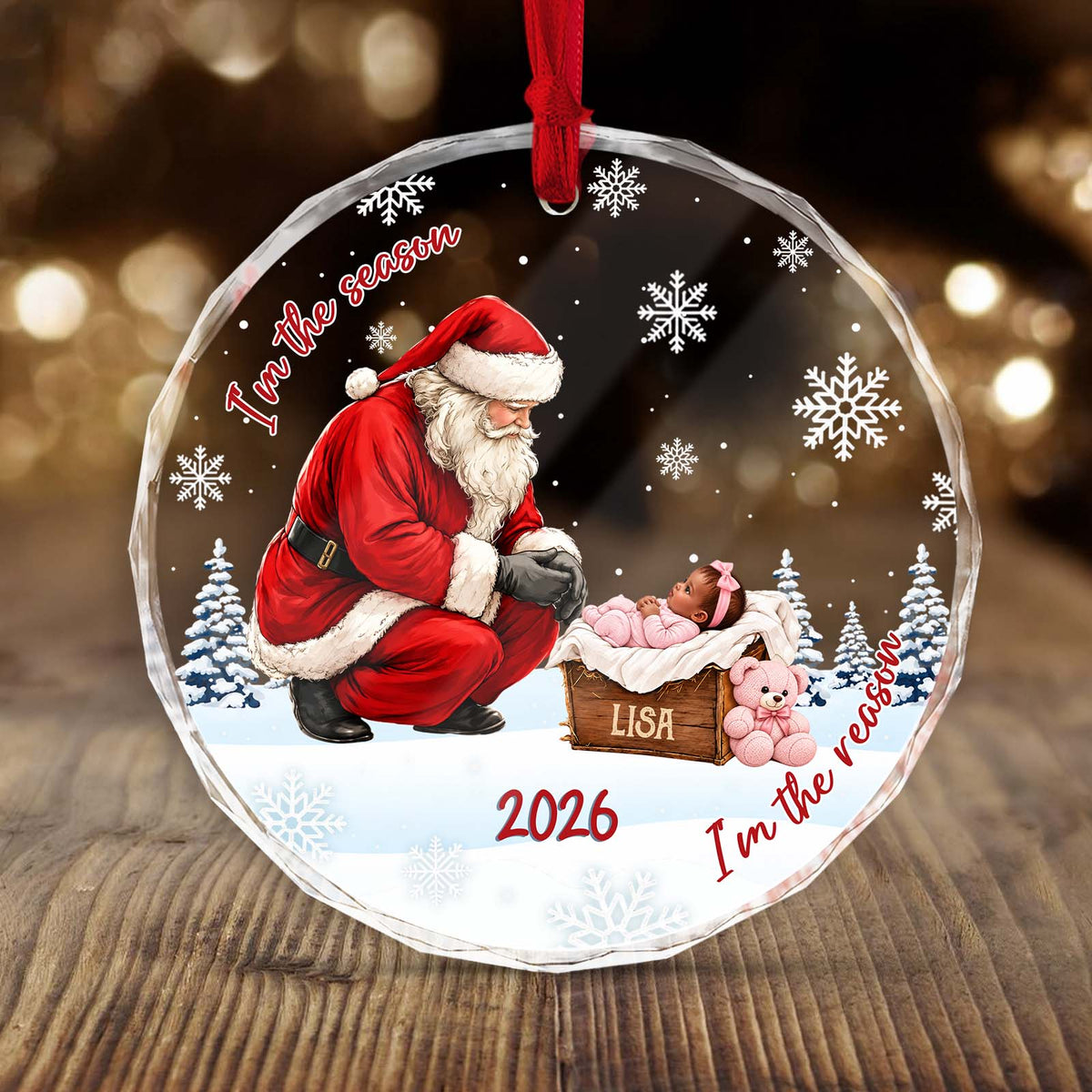 Personalized Glass Christmas Ornament, Custom Baby's First Christmas Keepsake