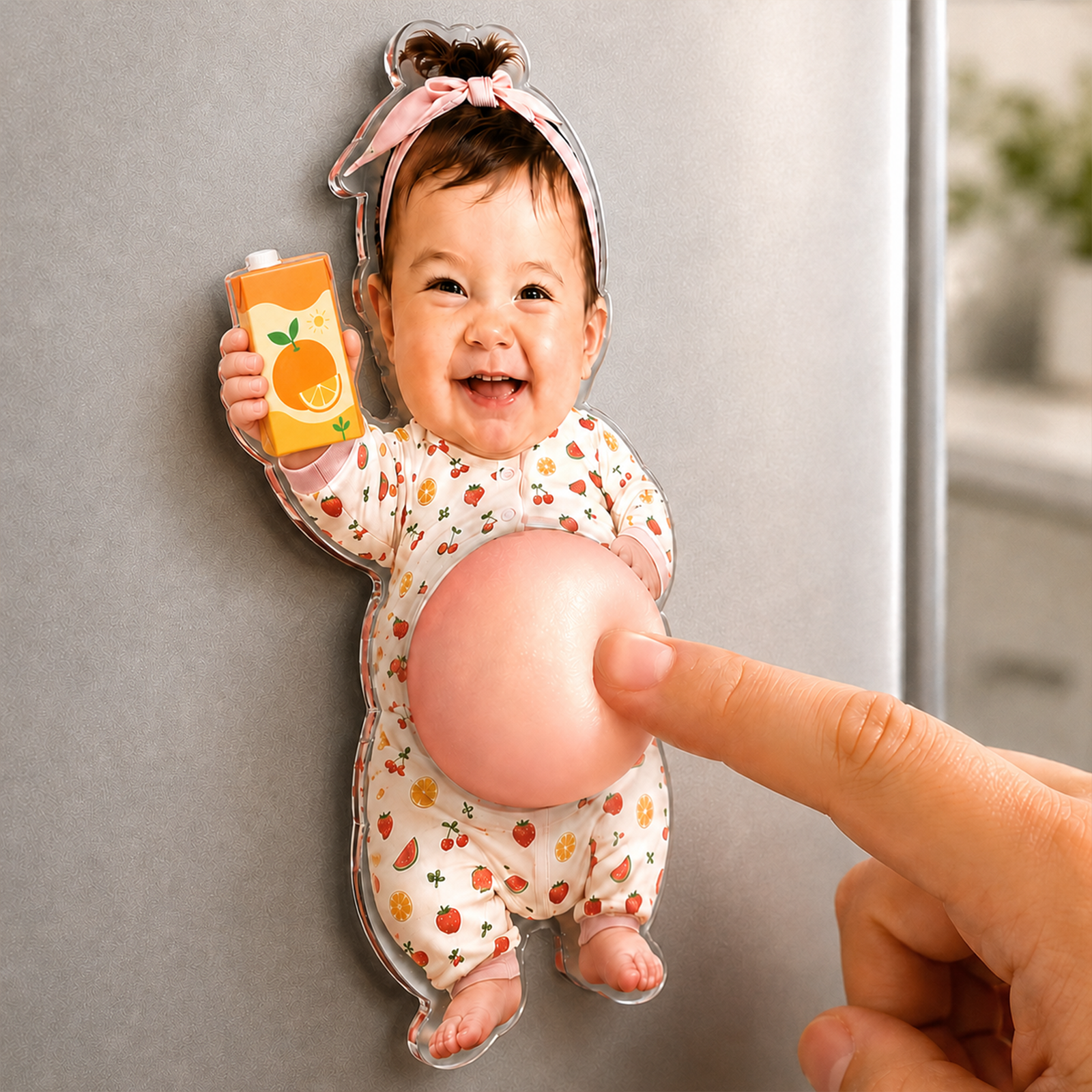 Custom 3D Baby Face Squishy Belly Fridge Magnet, Personalized Baby Keepsake Gift for Mom & Dad