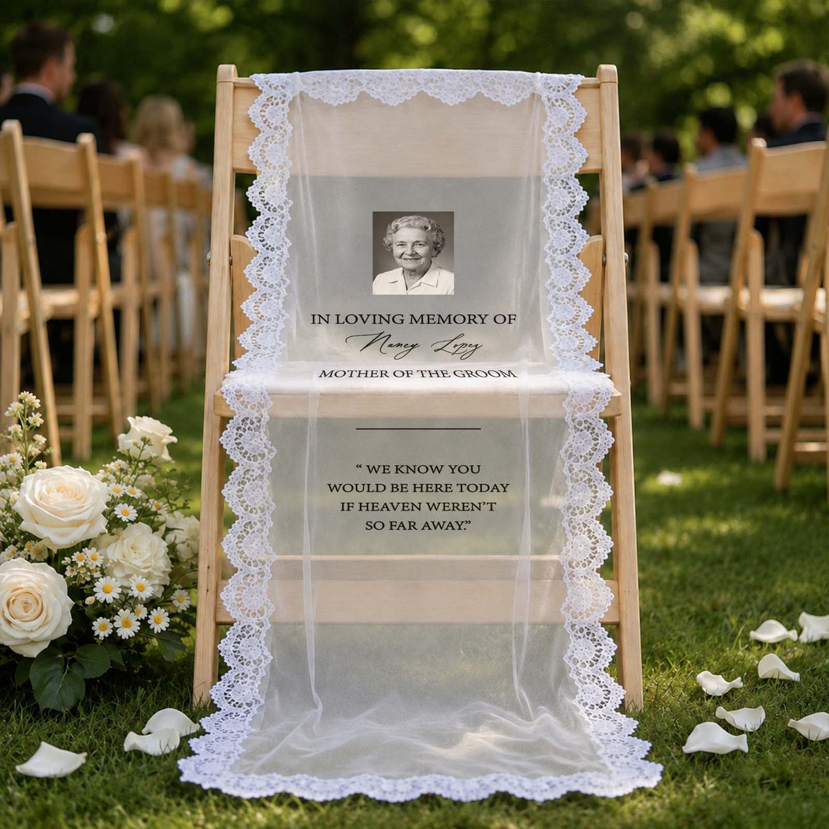Personalized Wedding Chair Sign, Memorial & Wedding Welcome Decoration, Custom Photo Wedding Sign