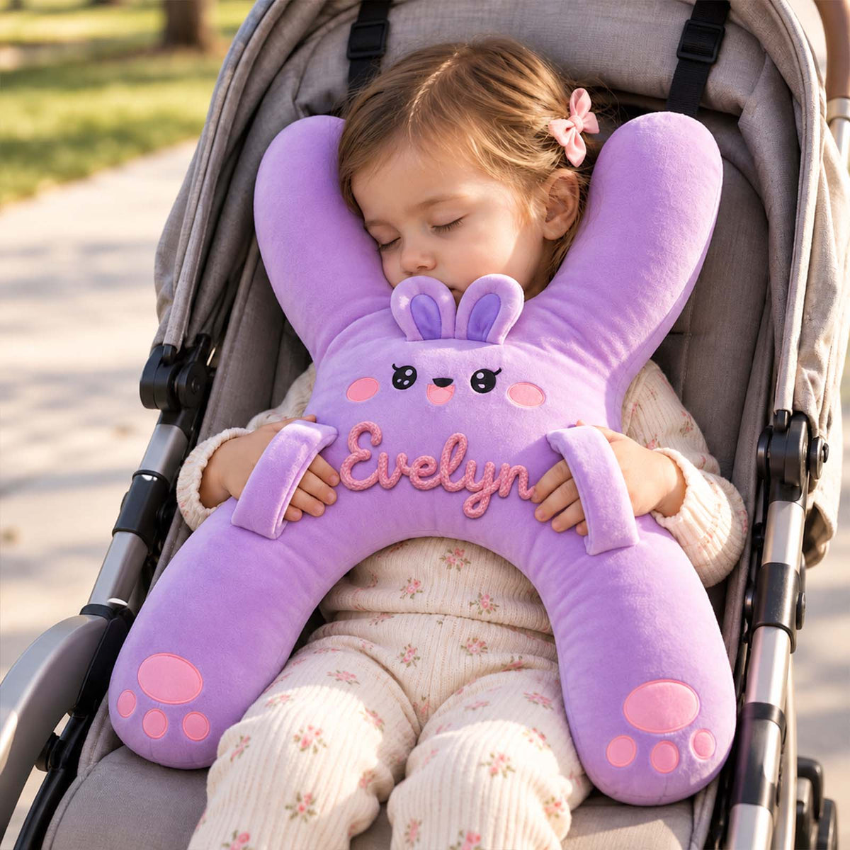 Personalized Car Sleeping Pillow, Custom Name Animal Plush Pillow for Kids