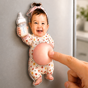 Custom 3D Baby Face Squishy Belly Fridge Magnet, Personalized Baby Keepsake Gift for Mom & Dad