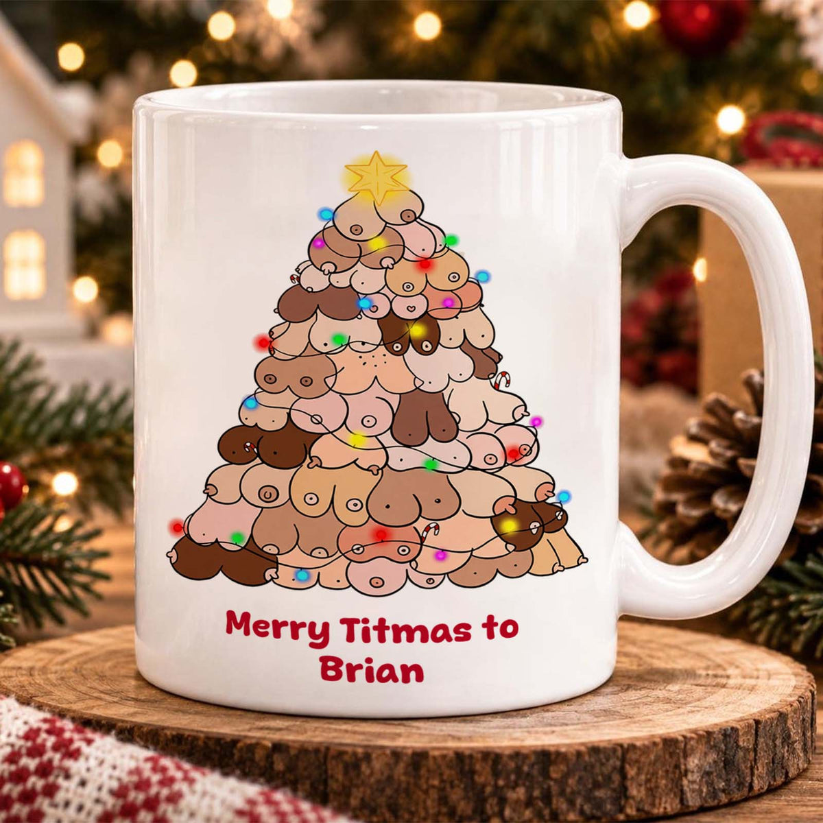 Personalized Christmas Ceramic Mug, Custom Name Holiday Coffee Cup, Christmas Gift