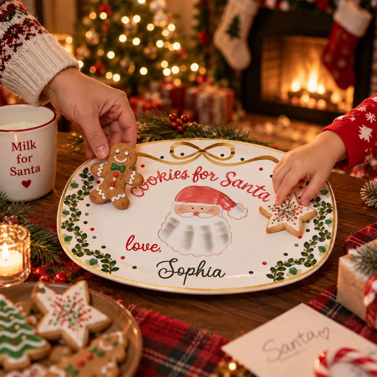 Personalized Christmas Resin Plate, Custom Name Holiday Serving Plate