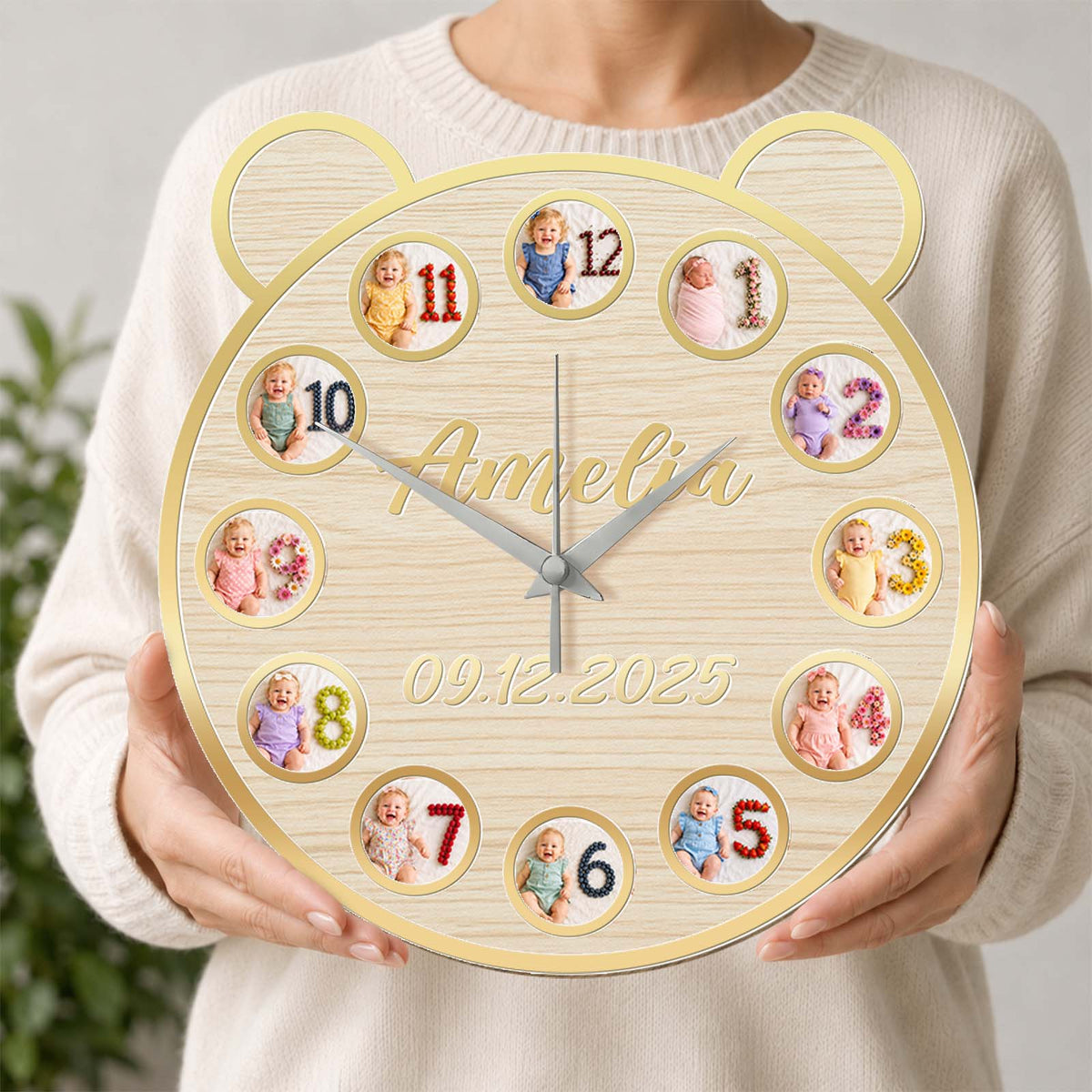 Personalized Baby Milestone Clock - Custom Gift for Parents, First Birthday Celebration & Nursery Wall Decor