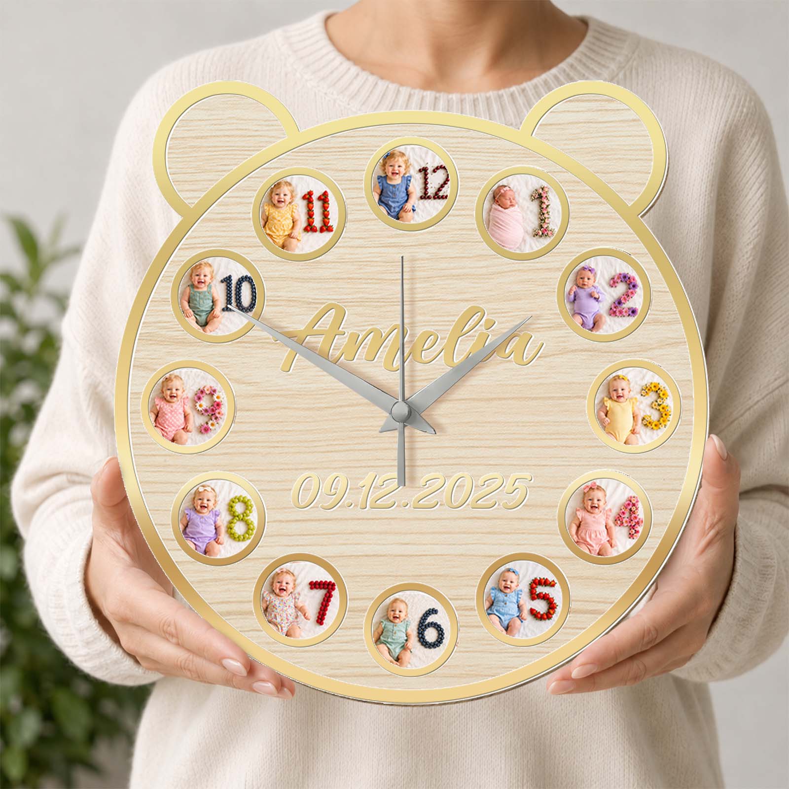 Personalized Baby Milestone Clock - Custom Gift for Parents, First Birthday Celebration & Nursery Wall Decor