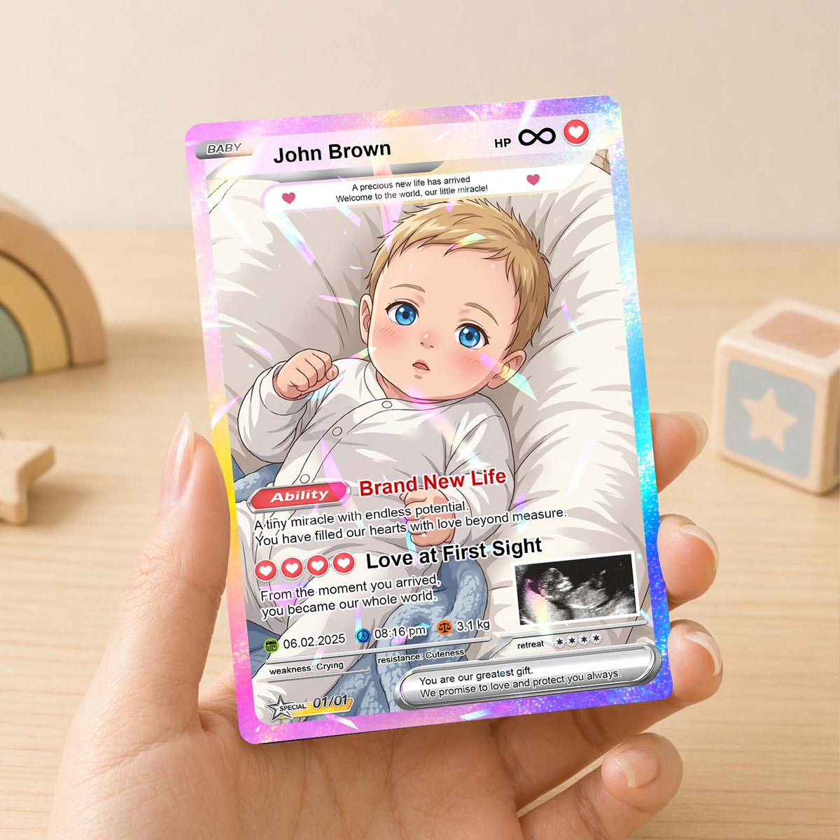 Personalized Baby Acrylic Card – Custom Baby Milestone Card & Keepsake