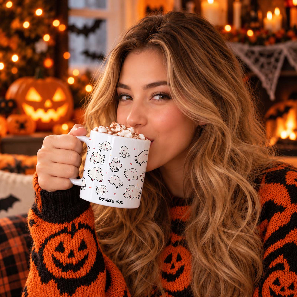 Personalized Ghost Mug – Custom Name Halloween Coffee Cup, Funny Spooky Gift