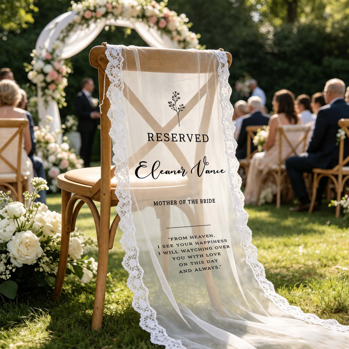 Personalized Wedding Chair Sign, Memorial & Wedding Welcome Decoration, Custom Photo Wedding Sign