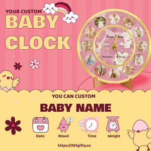 Custom Photo Baby Lock - Photo Wall Clock, Baby Gift for Nursery, Birthday, Baby Shower, or Newborn Keepsake
