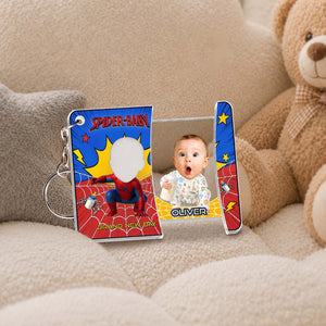 Personalized Spider-Baby Hidden Photo Keychain II – Custom Baby Picture Reveal Gift