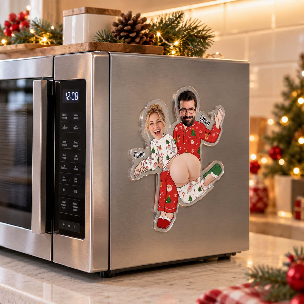 Personalized Funny Couple Squishy Belly Magnet - Custom Photo Fridge Magnet, Cute Seasonal Gift for Couples