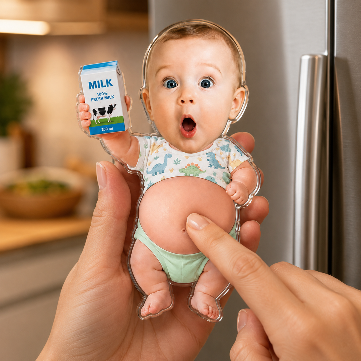 Custom 3D Baby Face Squishy Belly Fridge Magnet, Personalized Baby Keepsake Gift for Mom & Dad