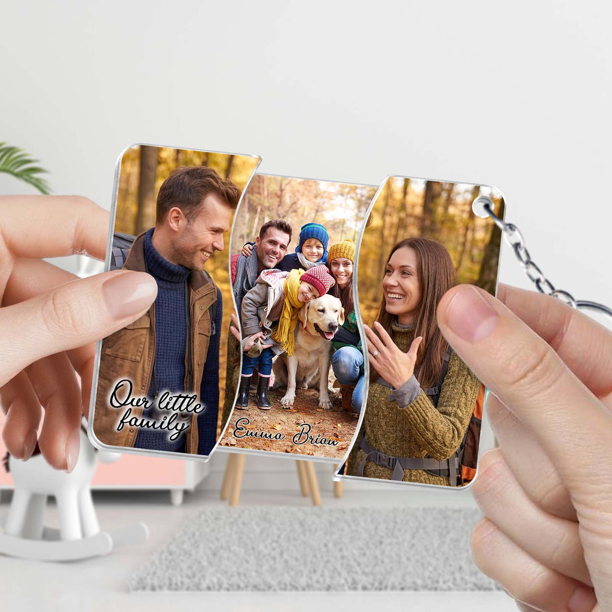 Personalized Hidden Slider Keychain – Couple & Baby Photo Gift