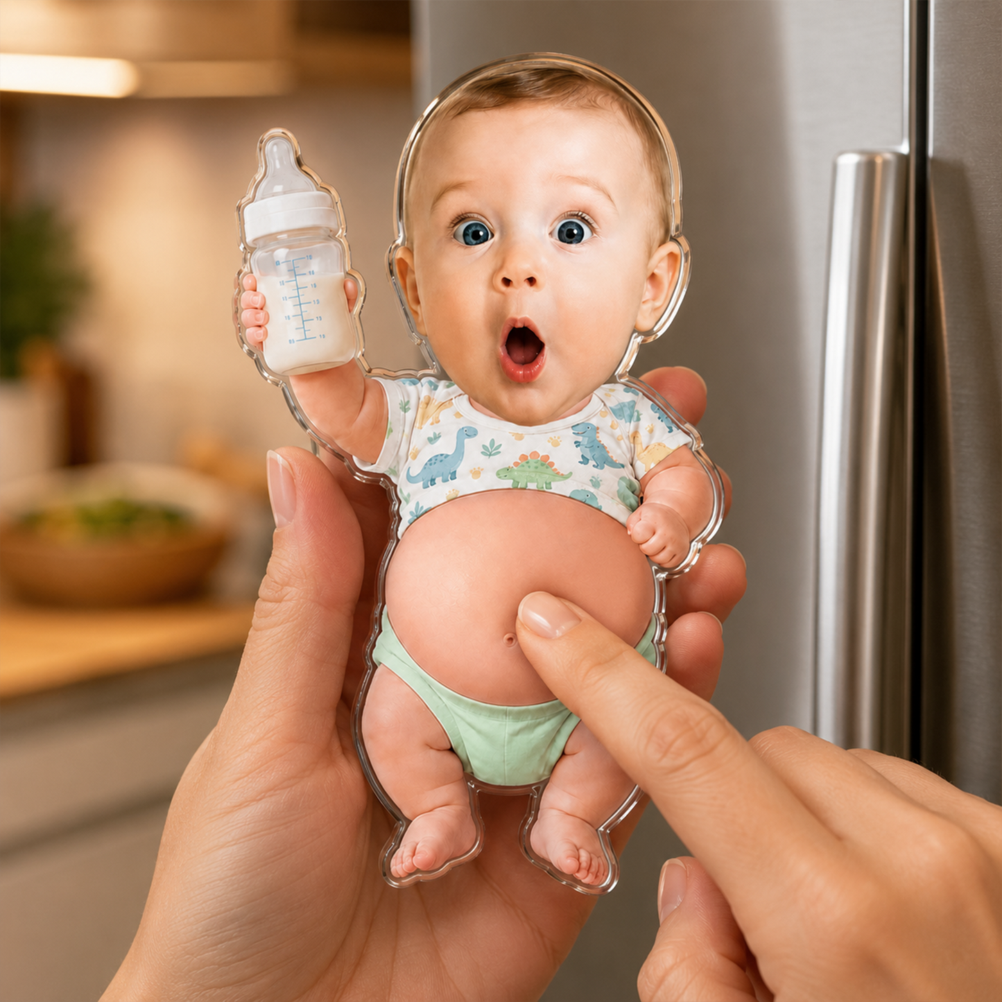 Custom 3D Baby Face Squishy Belly Fridge Magnet, Personalized Baby Keepsake Gift for Mom & Dad