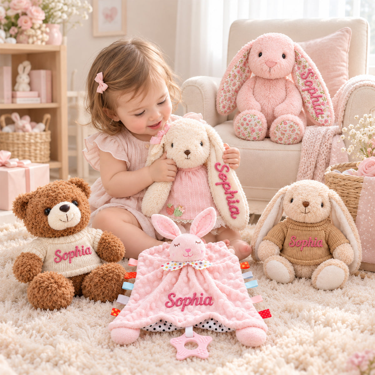 Personalized Baby Gift Set, Custom Name Baby Shower & Newborn Gift