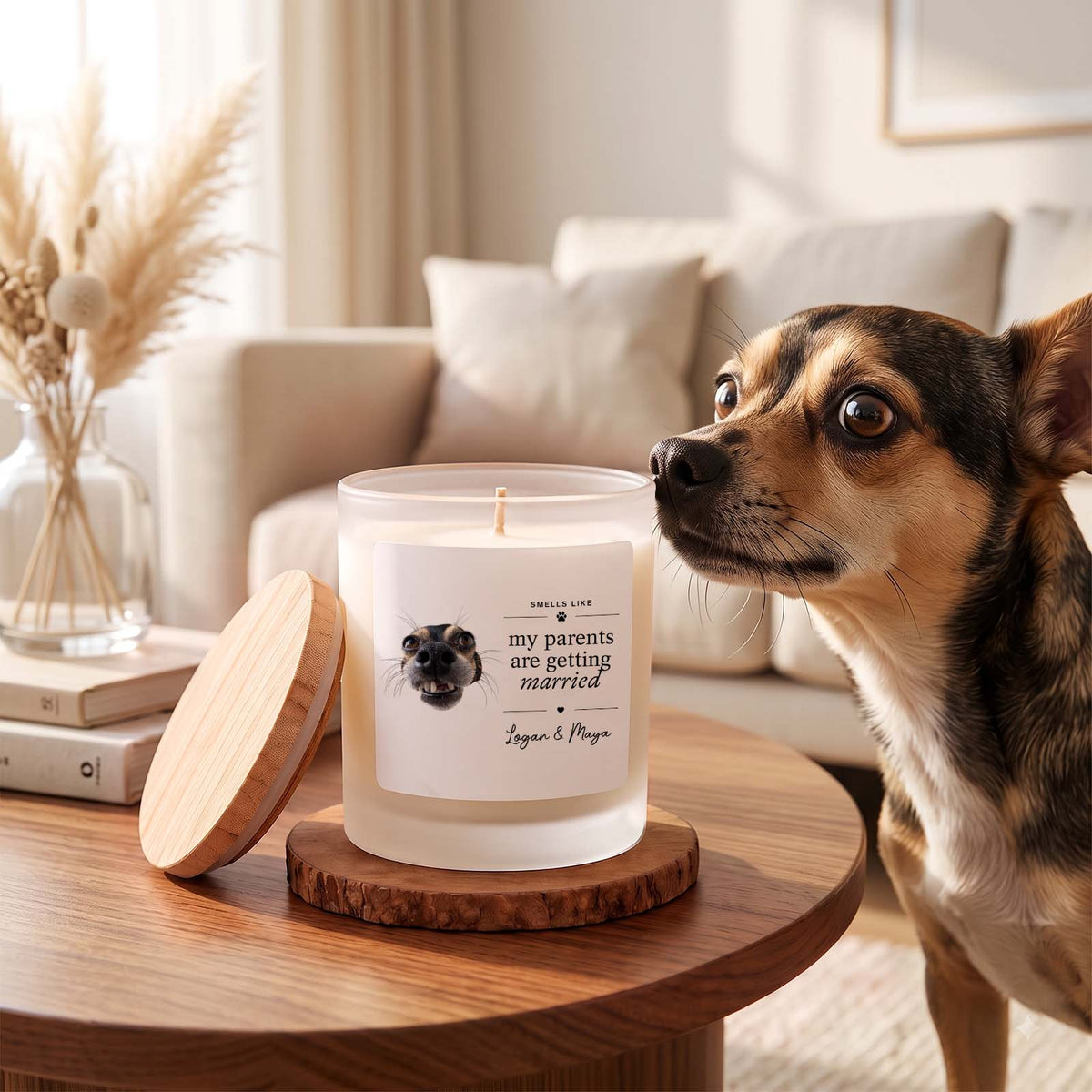 Smells Like My Parents Are Getting Married Candle - Custom Pet Photo Reveal Scented Candle for Couples