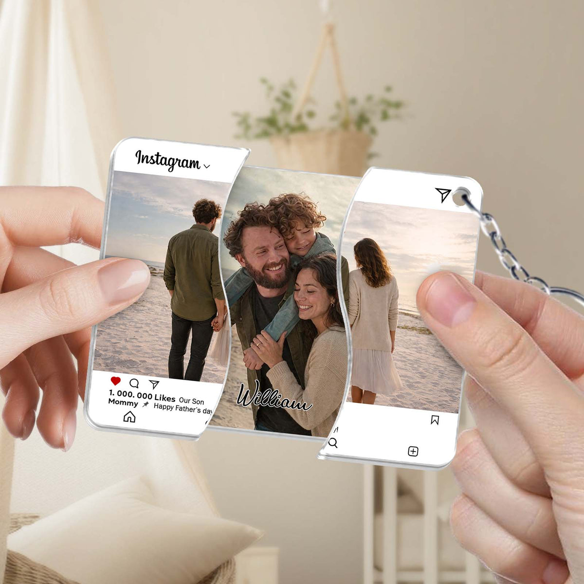Personalized Hidden Slider Keychain – Custom Family Photo Reveal Gift