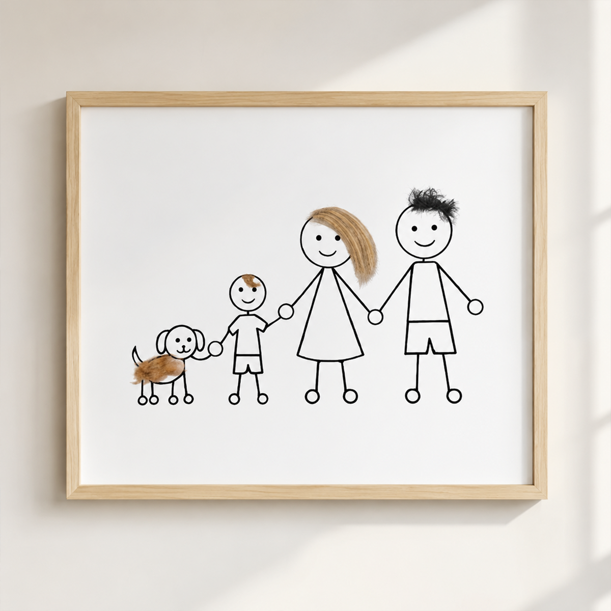 Personalized Pet Hair Keepsake Frame – Custom Family Portrait with Real Pet Fur, Unique Gift for Dog & Cat Lovers