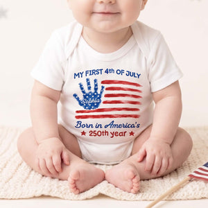 My First 4th of July Personalized Baby Onesie - Custom Name Patriotic Independence Day Bodysuit
