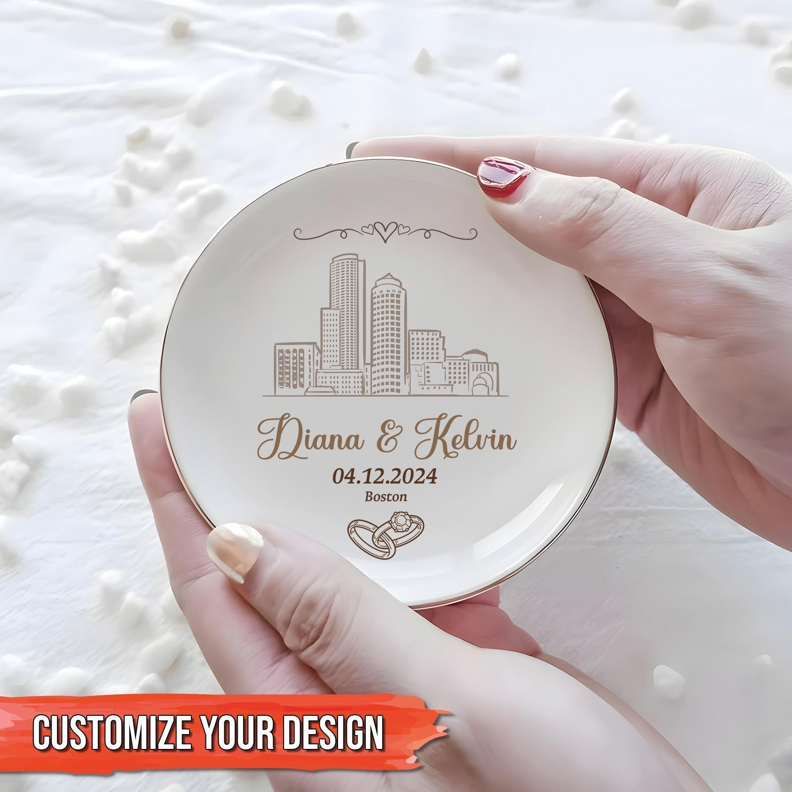 Couple - Our Wedding Day - Personalized Jewelry Dish